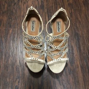 Tan Bedazzled Wedges